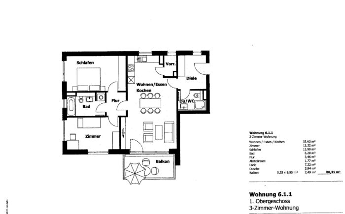 Grundriss mit Wfl